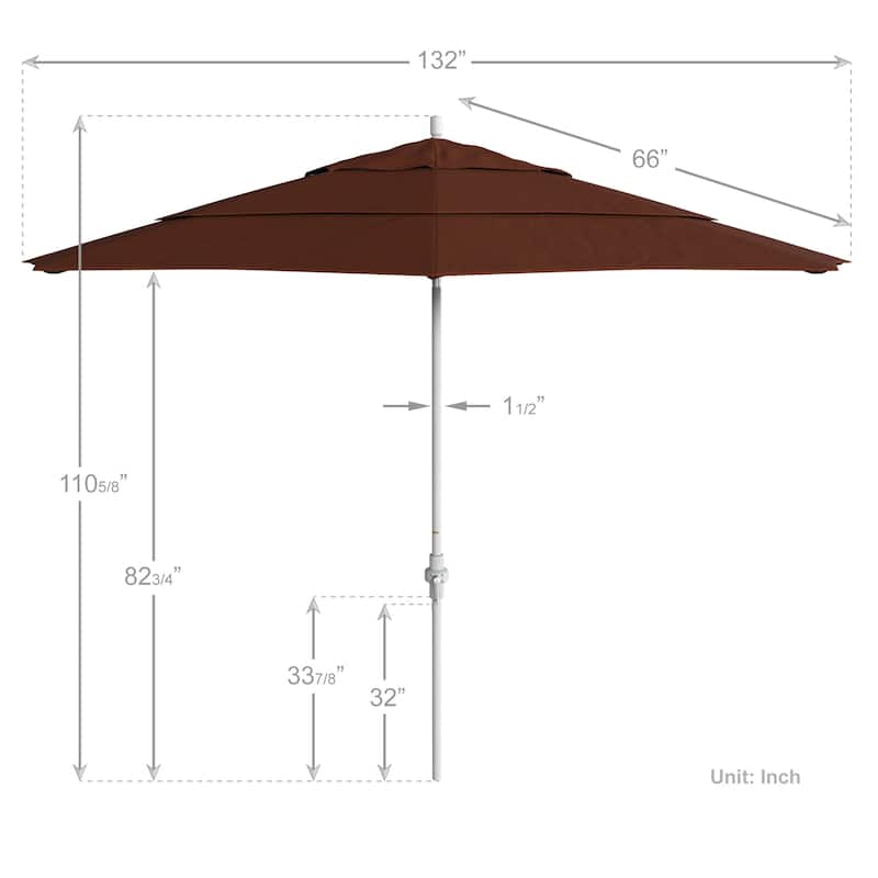 Perry 11ft Round Crank Lift Collar Tilt Aluminum Patio Umbrella by Havenside Home, Base Not Included