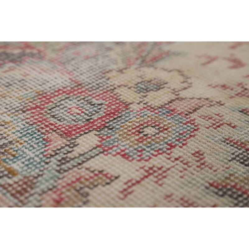 Tabriz Persian Vintage Area Rug Hand-Knotted Medallion Wool Carpet - 6'9" x 9'3"