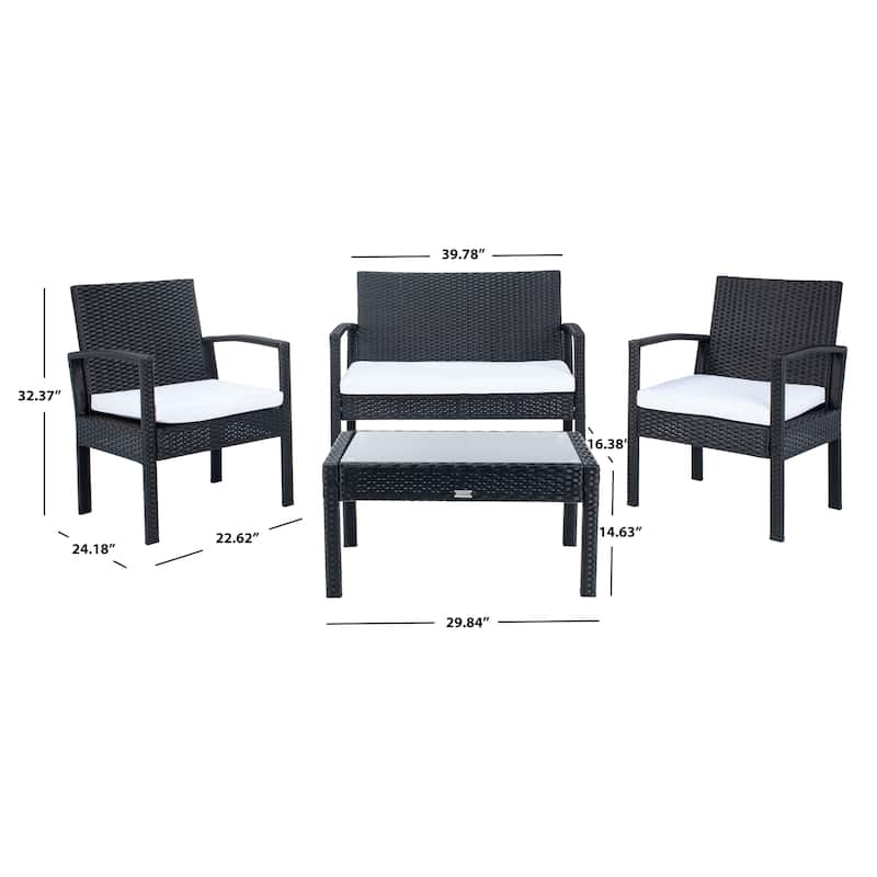 SAFAVIEH Outdoor Bassey 4-Piece Conversation Patio Set. - 39.78" x 24.18" x 32.37"