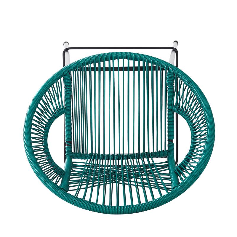 Ferrara Outdoor Patio Teal Faux Wicker Barstool (Excluding the table)
