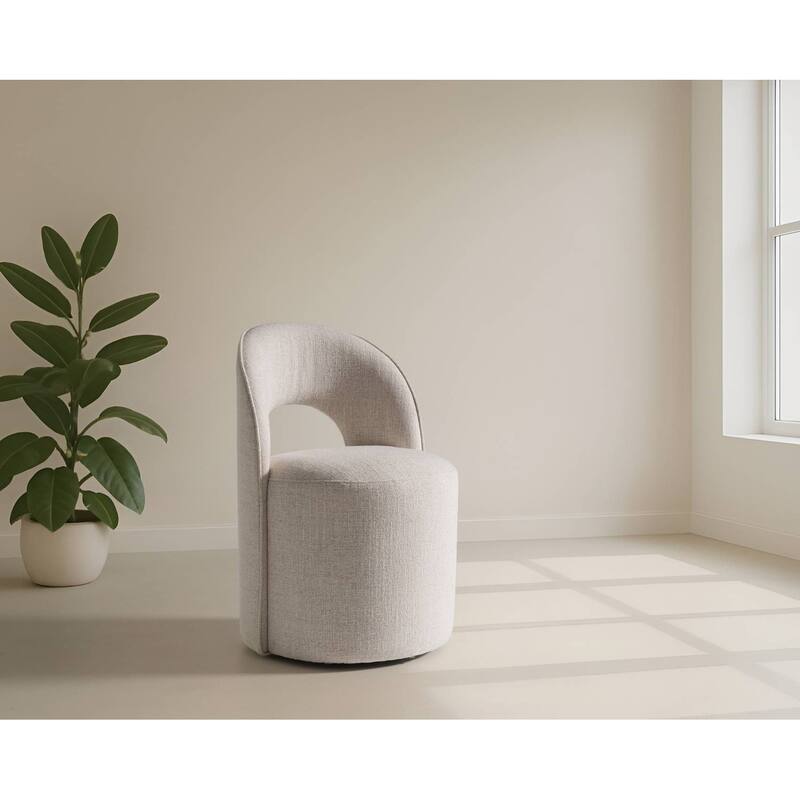 Modrest Gordon Modern Cream Fabric Swivel Dining Chair