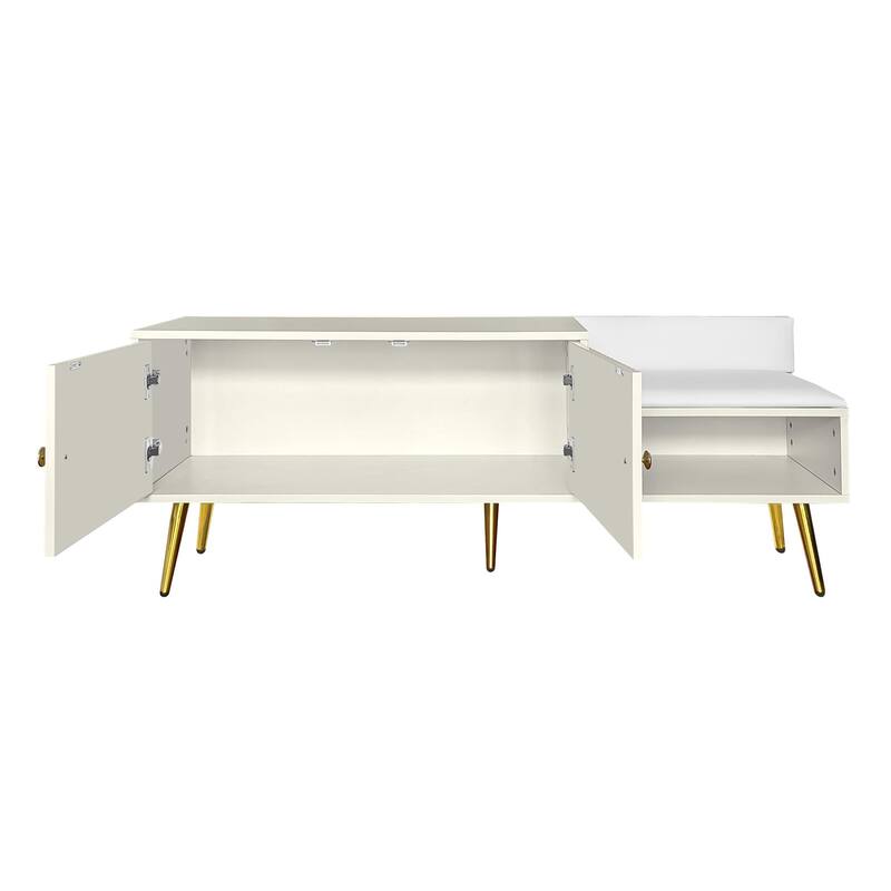 Modern Shoe Storage Bench with Hidden Compartment and Upholstered Cushion