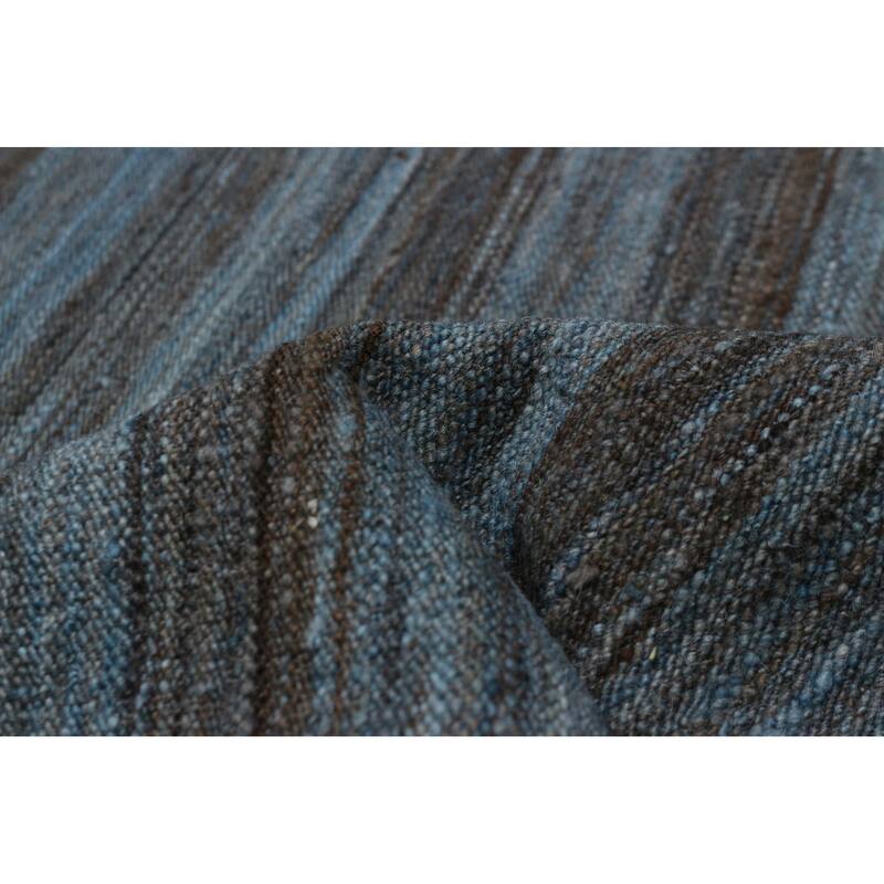 ECARPETGALLERY Flat-Weave Boho Blue Wool Kilim - 13'3 x 13'0