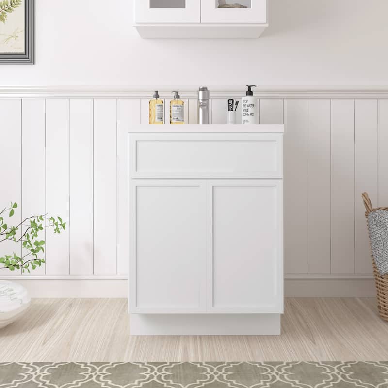 Vanity Art 24" Freestanding Single Base Storage Cabinet with Soft Close Doors - White