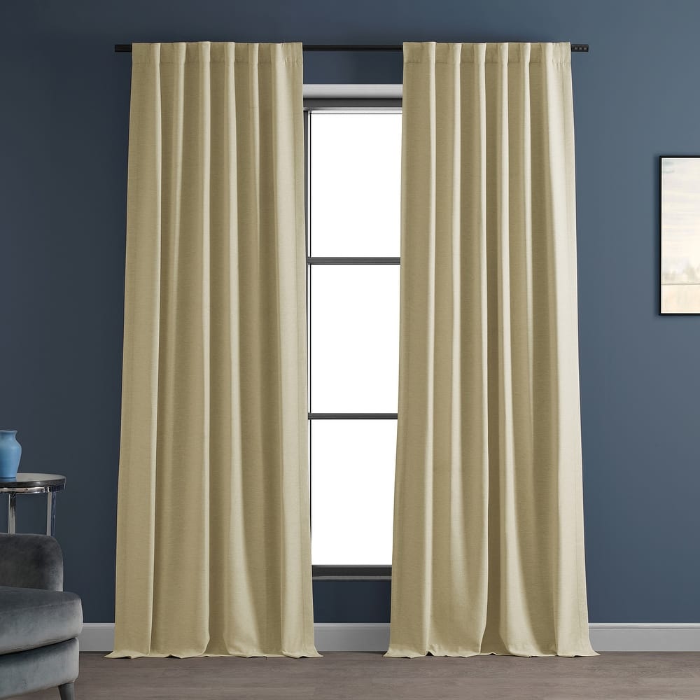 Exclusive Fabrics Candlelight Bellino Textured Faux Linen Room Darkening Curtains For Bedroom (1 Panel)