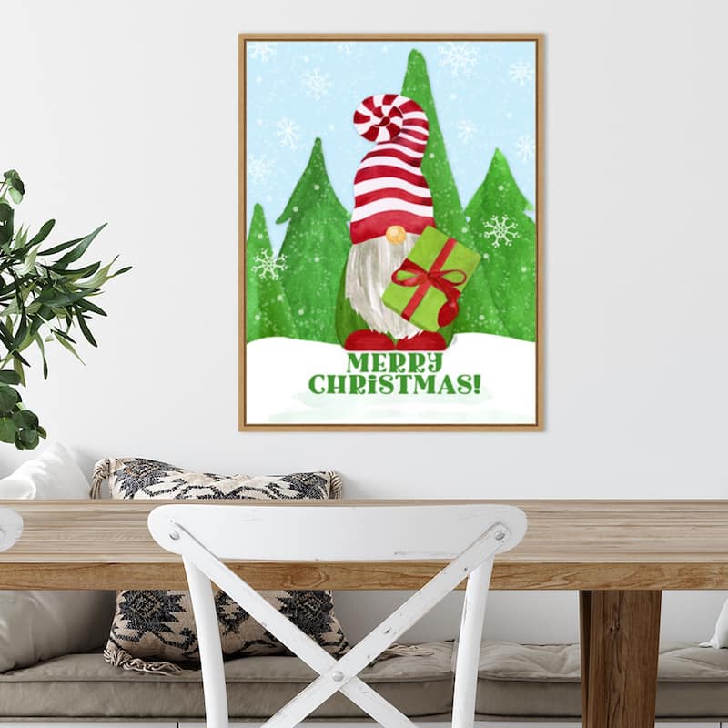 Gnome for Christmas portrait blue IV-Gift by Tara Reed Canvas Art Framed - 18 x 24 in