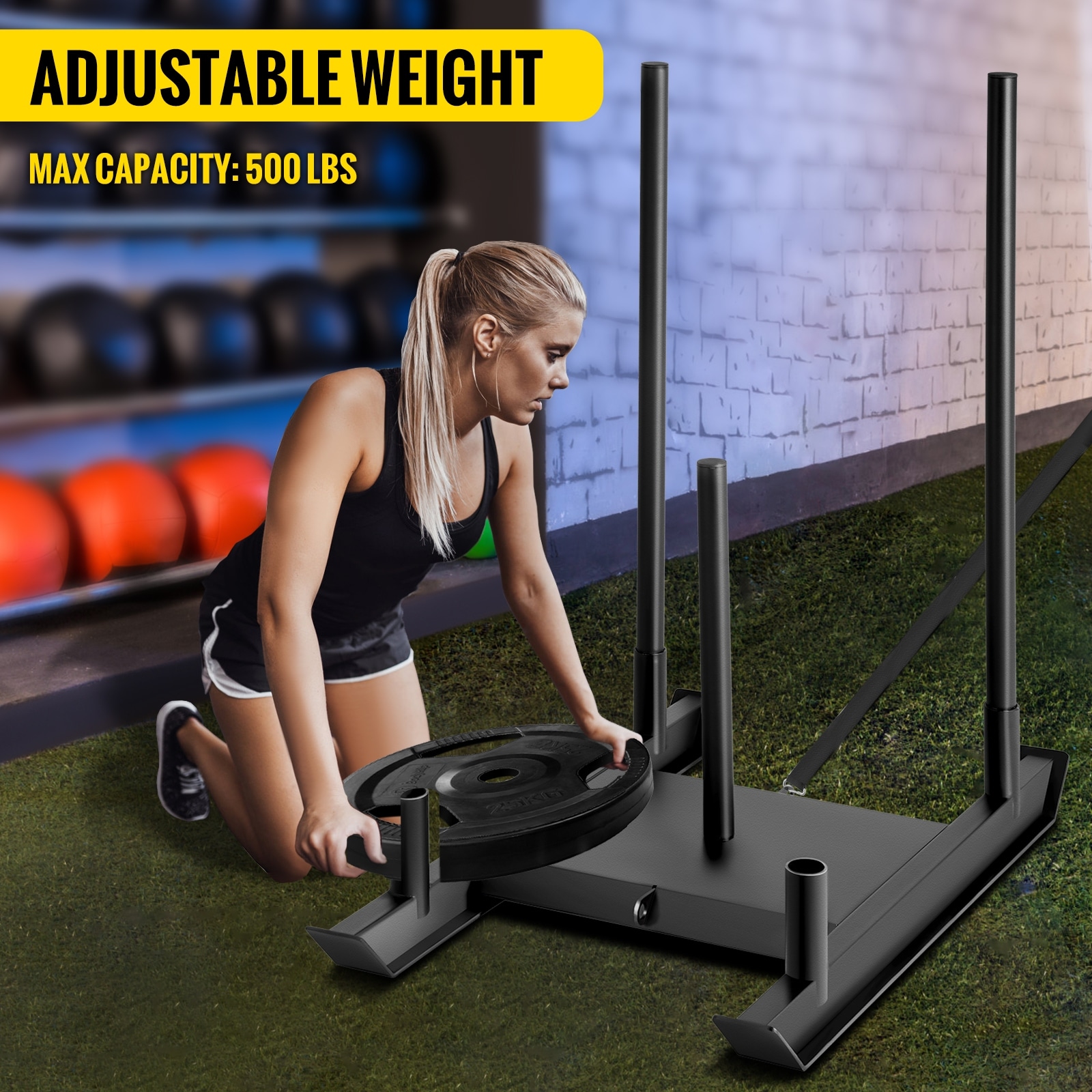 VEVOR Fitness Sled 500 Lbs Capacity Weight Training Sled Power Speed Athlete Strength Workout Black