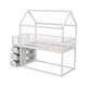 preview thumbnail 19 of 21, Twin over Twin House Bunk Bed With Shelves And Drawers