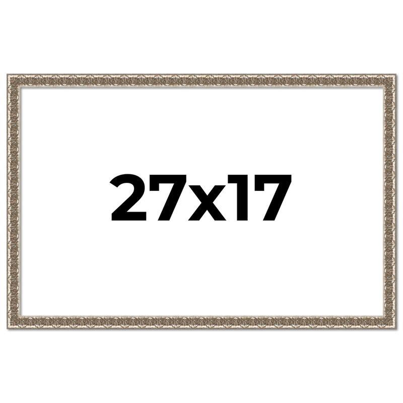 27x17 Frame Silver Versailles Ornate Solid Wood Picture Frame | 1 Inch