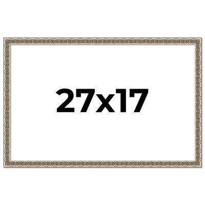 27x17 Frame Silver Versailles Ornate Solid Wood Picture Frame | 1 Inch