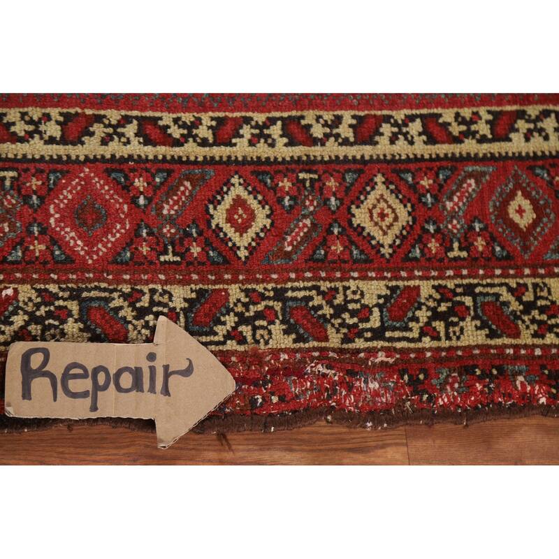 Pre-1900 Antique Bakhtiari Persian Runner Rug Handmade Wool Carpet - 3'4"x 15'8"