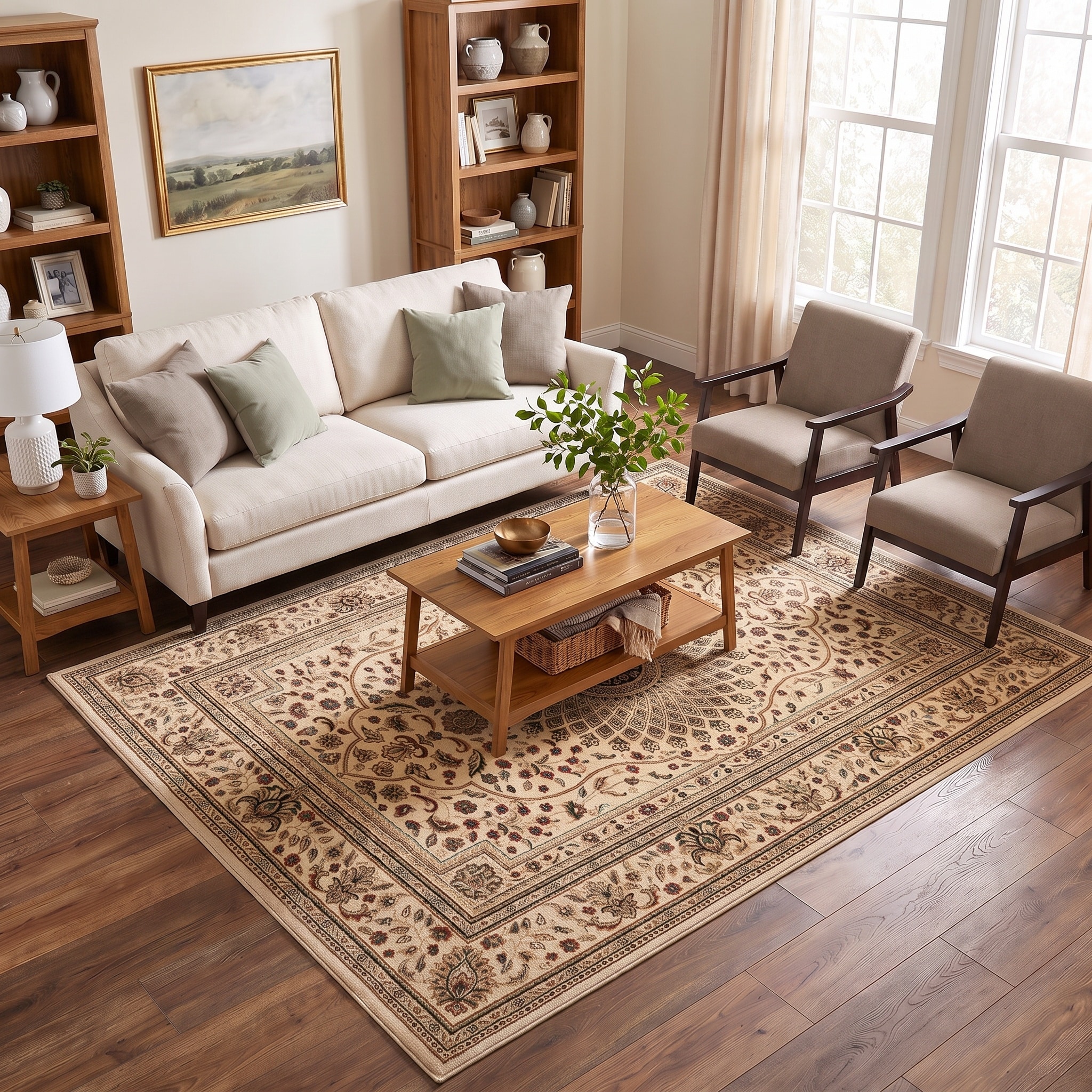 MDA Rugs Izmir Collection Beige/Cream Transitional Floral/Botanical Area Rug