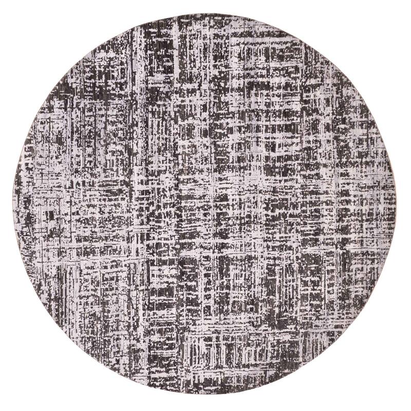 ECARPETGALLERY Hand-knotted Legacy Black, Light Grey Silk, Wool Rug - 8'0 x 8'0
