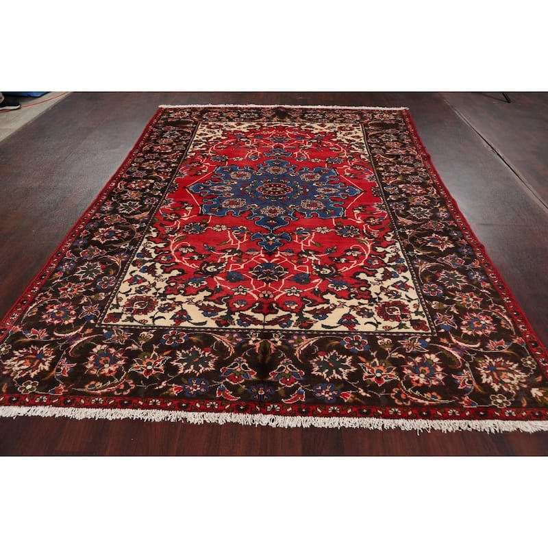 Floral Traditional Bakhtiari Persian Area Rug Hand-knotted Wool Carpet - 6'10" x 9'7"