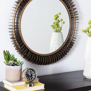 SAFAVIEH Storm 30-inch Brass Round Mirror - 30" W x 3.5" L x 30" H