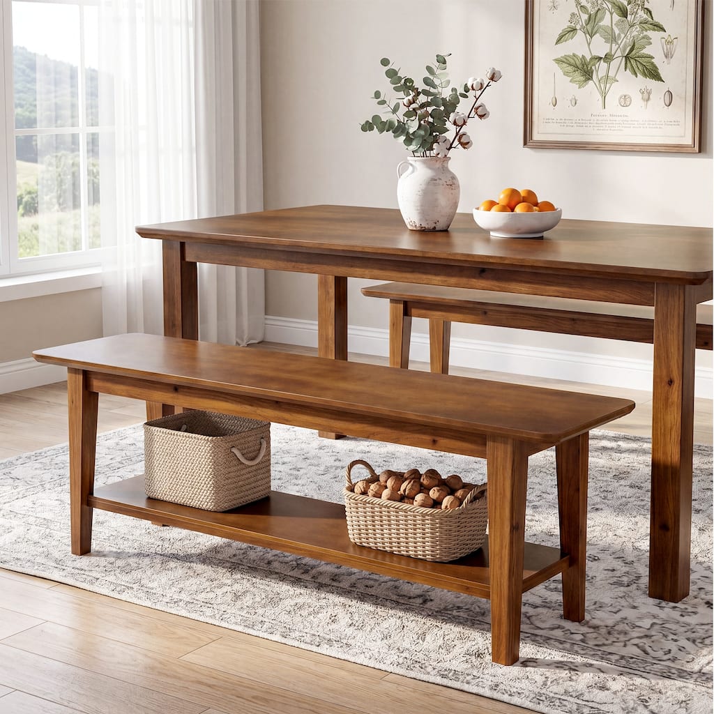 Farmhouse Solid Wood Dining Bench - 55"