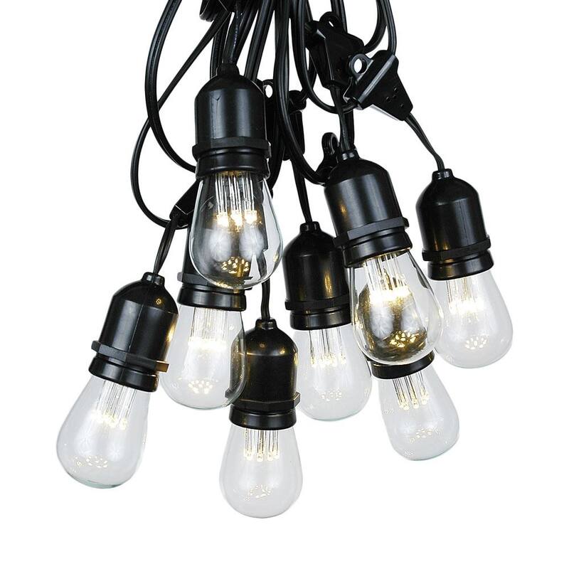 100/330 Foot S14 Edison Outdoor Patio String Lights, Market Lights - Black