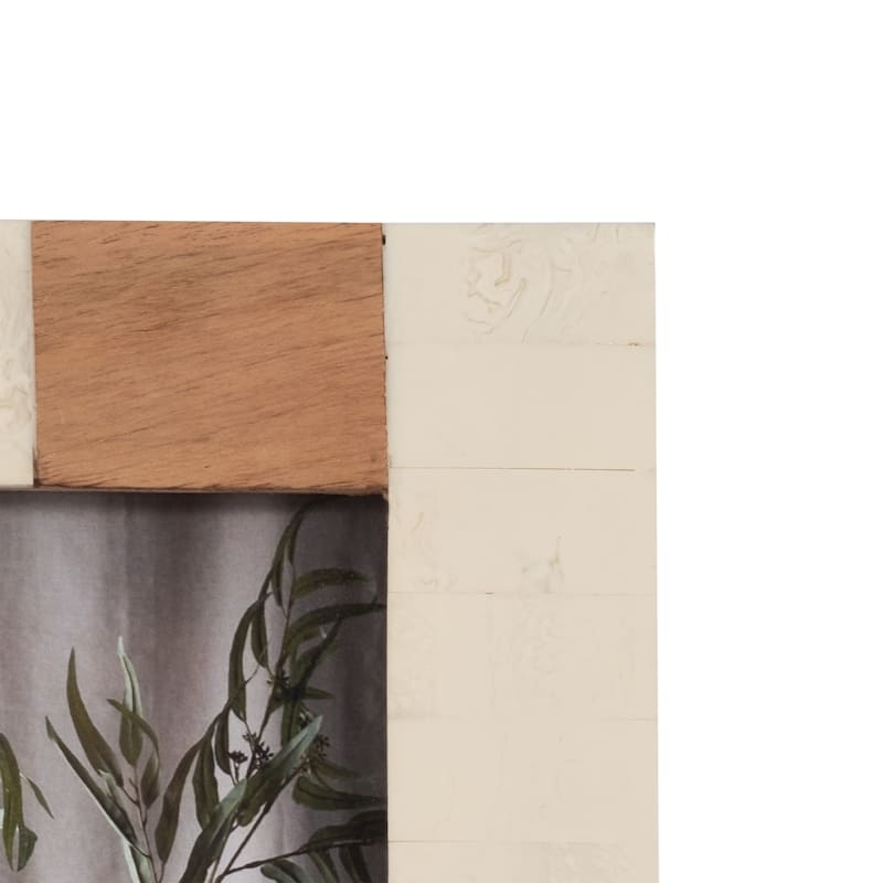 Sagebrook Home Neutral Resin Wood Ivory/Brown Stripe Rectangle Photo Frame