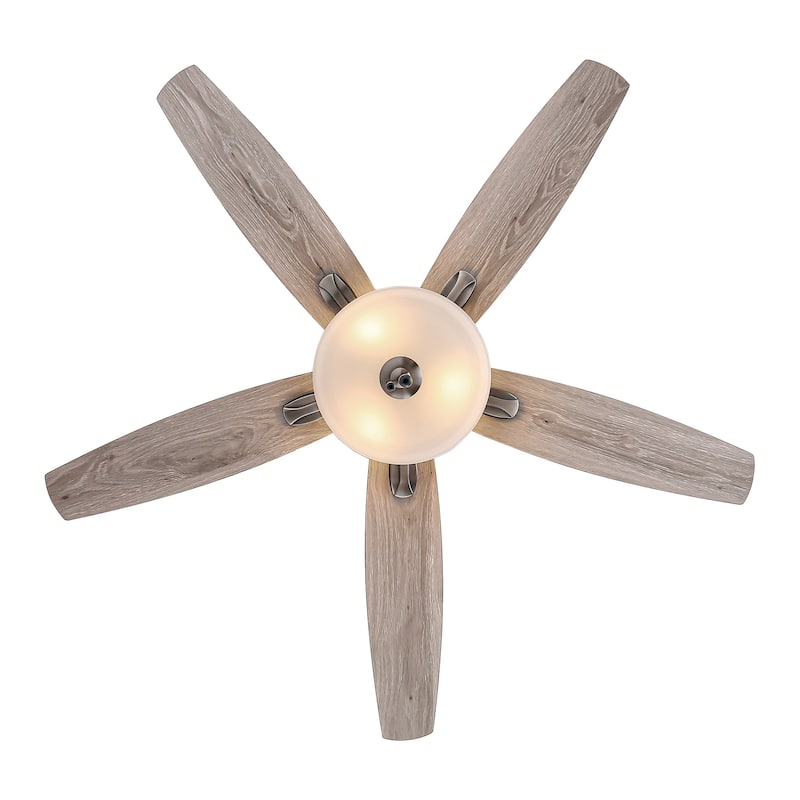 52-in Antique Silver Opal Glass Ceiling Fan with Light and Pull Chain