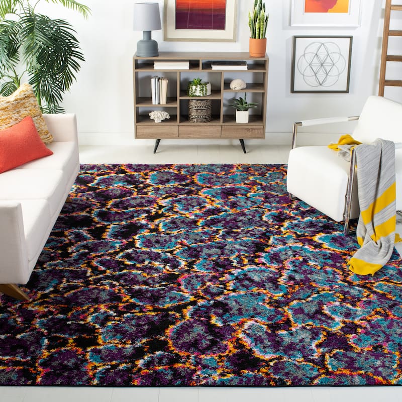 SAFAVIEH Fiesta Shag Leanca Abstract Rug - 9' x 12' - Turquoise/Multi
