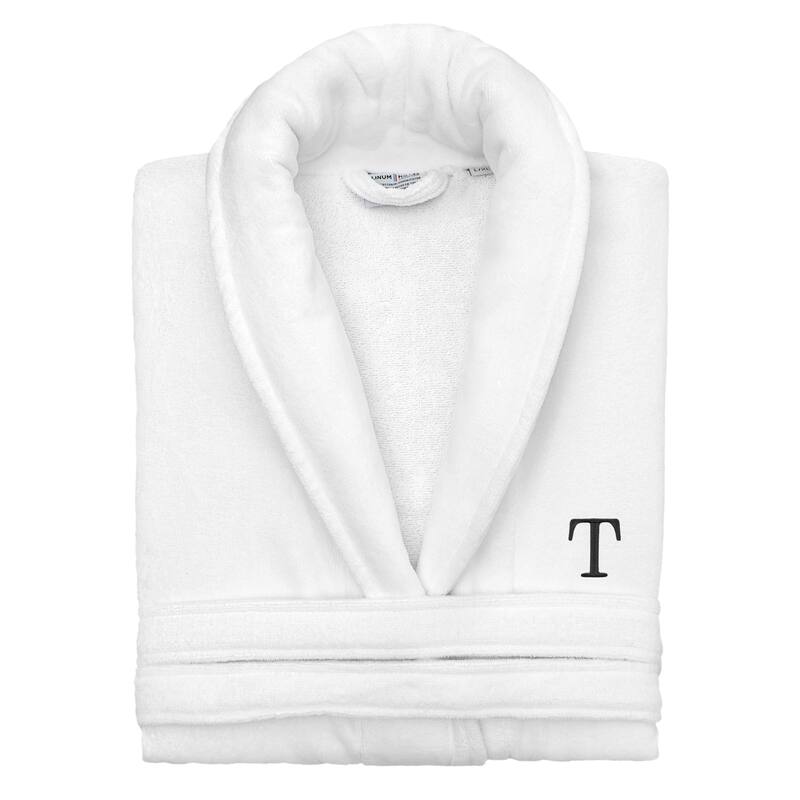 Authentic Hotel and Spa 100% Turkish Cotton Personalized Unisex Anovia Velour Bathrobe - Black Block Font - Small/Medium - T