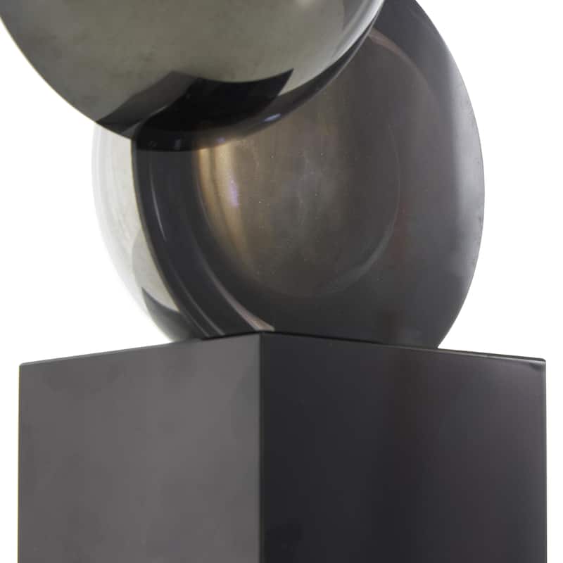Glass Abstract Stacked Orb Decorative Sculpture with Black Base - Black or Silver - Roche River Decor