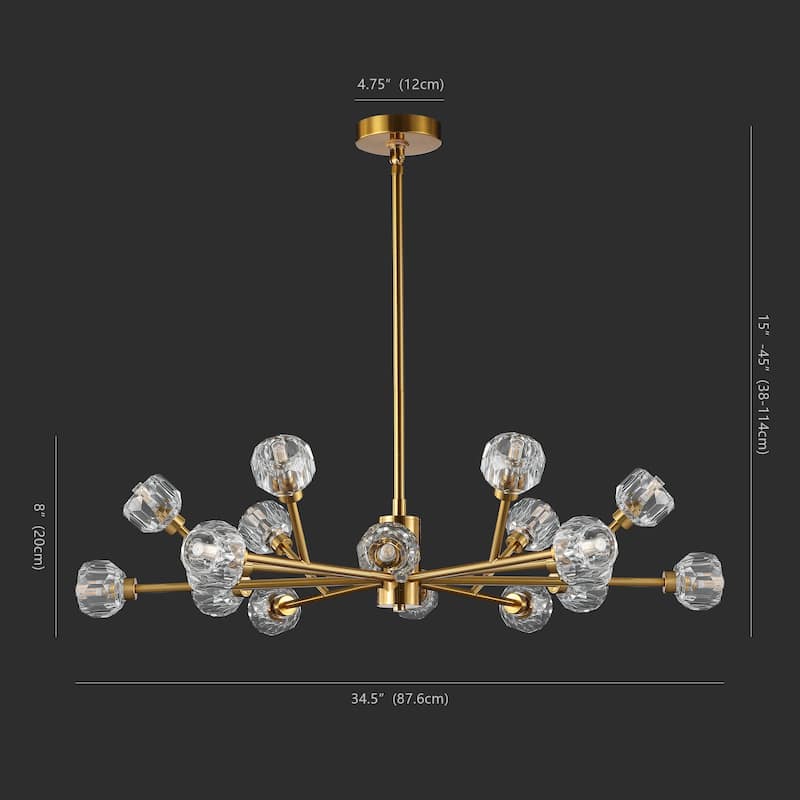 SAFAVIEH Couture Ermina Crystal Sputnik Chandelier. - 35 In W x 21 In D x 21 / 51 In H
