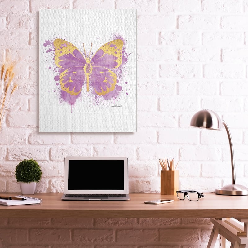 Stupell Purple Butterfly Paint Splatter Glam Insect Canvas Wall Art ...