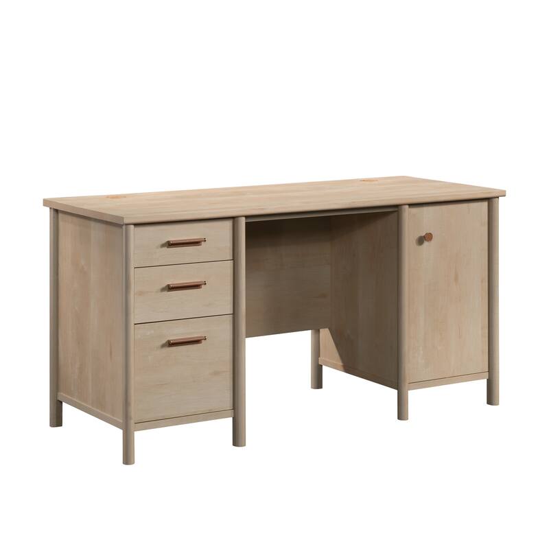Engineered Wood Transitional Computer Desk with Generous Work Surface, Brown