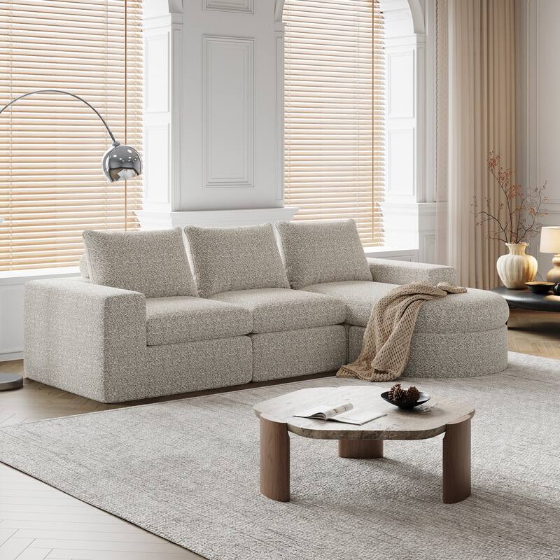 99" Chenille Cloud Curved Sectional Sofa with Deep Seats