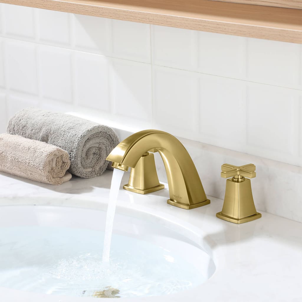 YASINU Cross Handles Widespread 8 Inch Bathroom Faucet With Drain