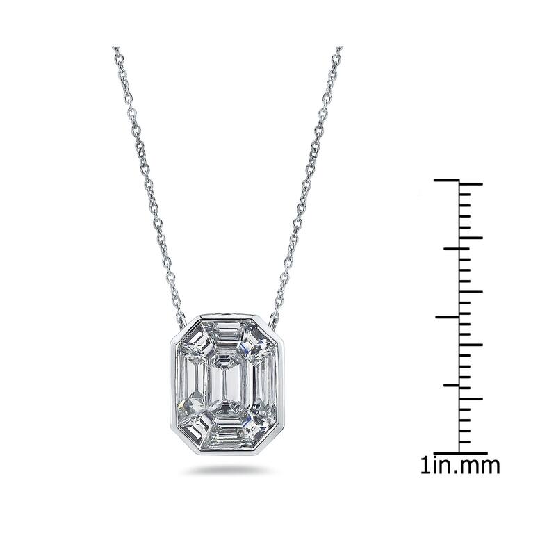 Auriya 14k Gold 1 1/2ctw Emerald-cut Diamond Station Necklace (G-H, VS1-VS2)
