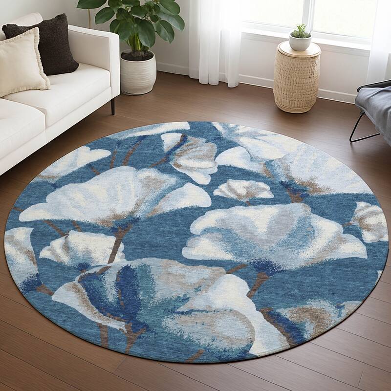 Machine Washable Indoor/ Outdoor Floral Love Chantille Rug