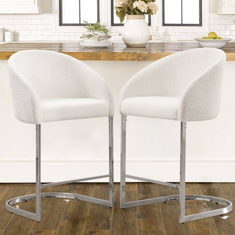 26" Fabric Upholstered Counter Height Bar Stools with Arms - 37" H x 22.4" W x 22" D
