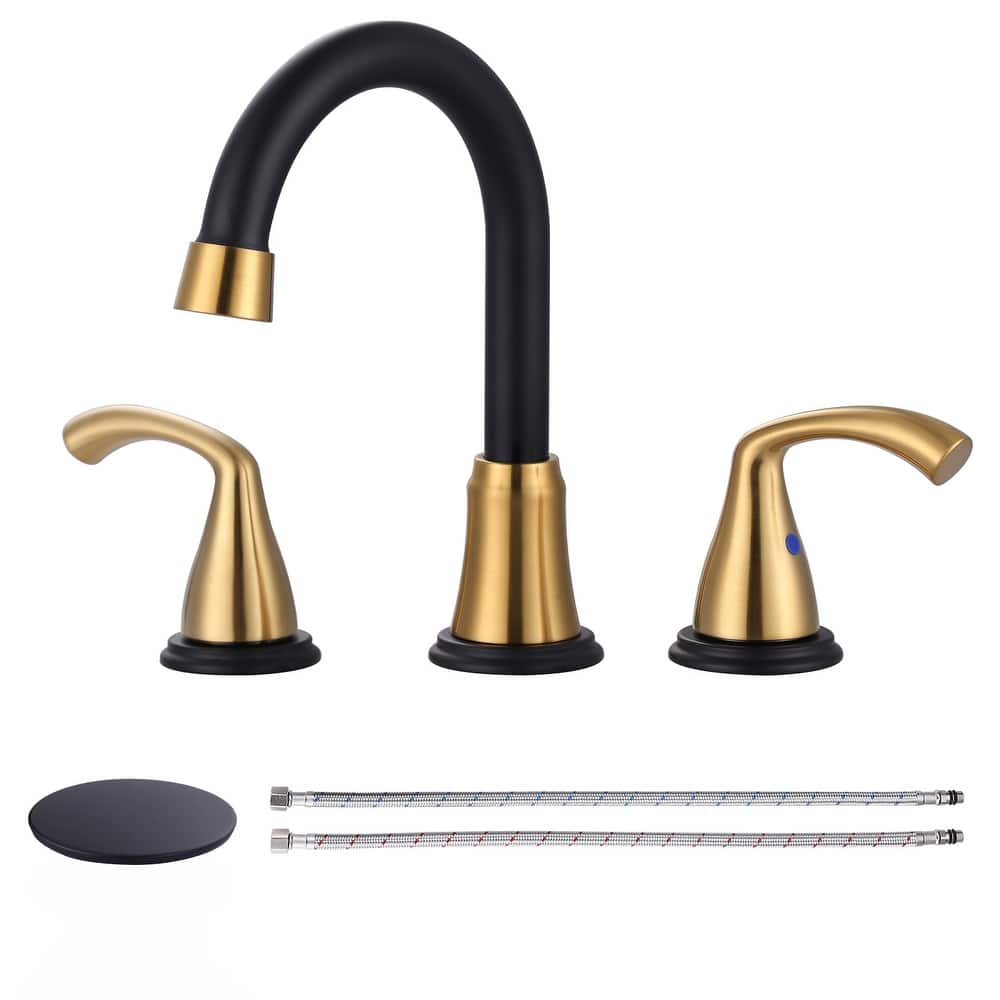 WOWOW 3-Hole Widespread Double Handle Bathroom Faucet