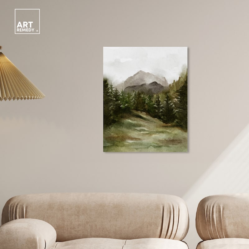 Art Remedy April Woodland Gallery Wrapped Landscape 1 Piece Canvas Wall Art Watercolor Style