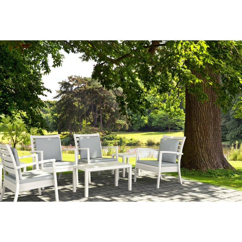 36" White Patio Solid Rectangular Patio Resin Coffee Table