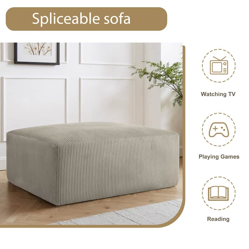 Corduroy Upholstered Modular Sectional Sofa with Ottoman