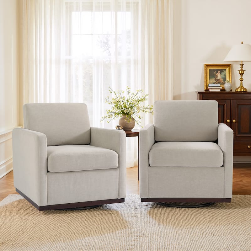 Modern Upholstered Swivel Accent Arm Chair Set of 2