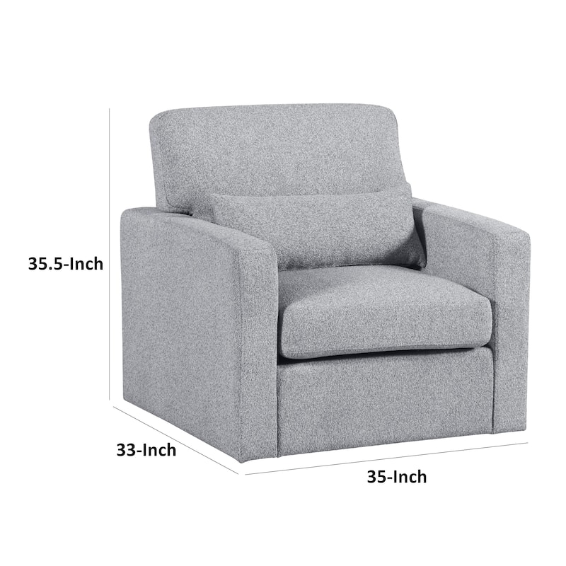 Ompa Swivel Armchair with Lumbar Pillow, Cloud Gray Boucle