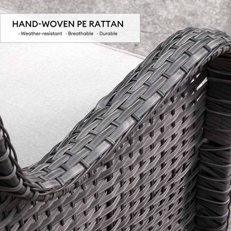 OVIOS 9-piece Patio Wicker Swivel Chair Set With 30" Fire Pit