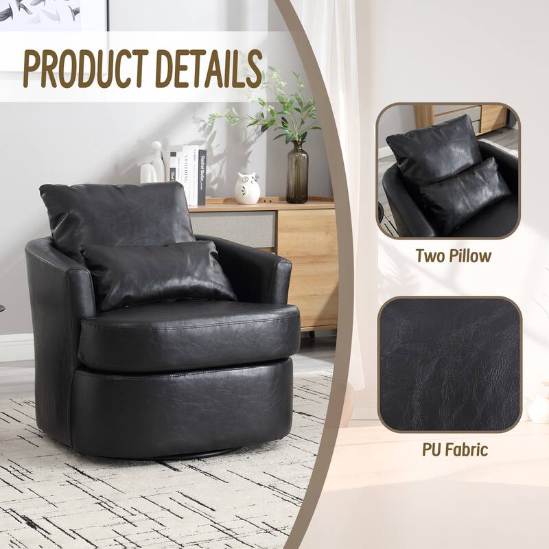 32.68" Swivel Barrel Chair with Metal Base