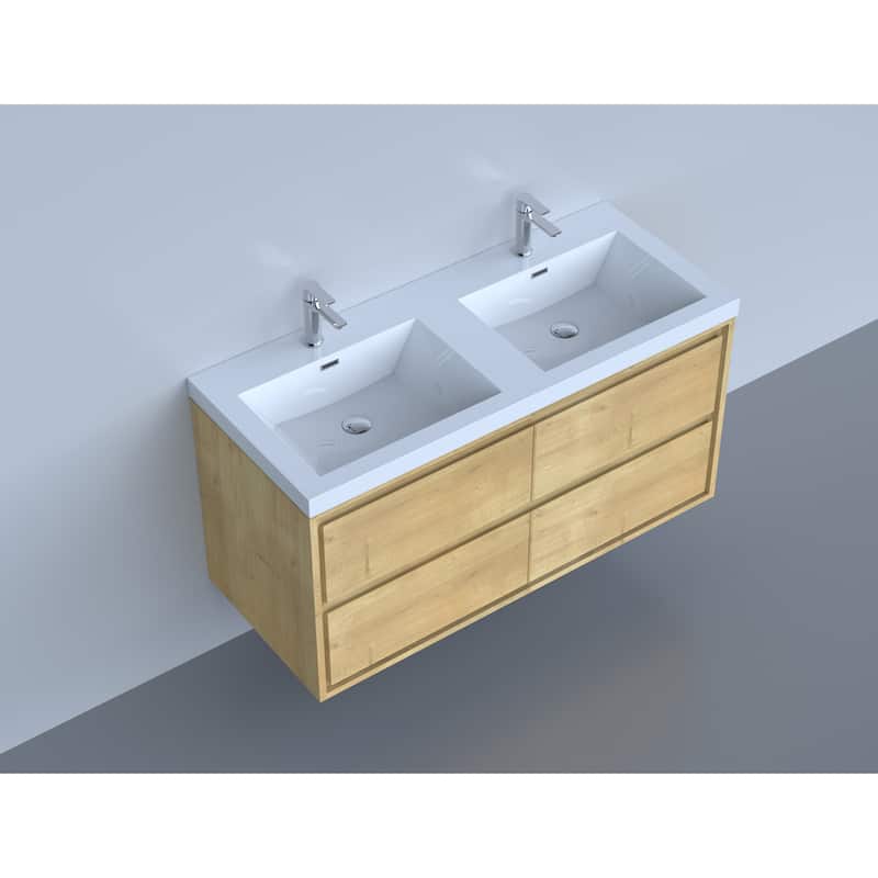 Sage 48" wall mounted bathroom vanity with double basin acrylic top