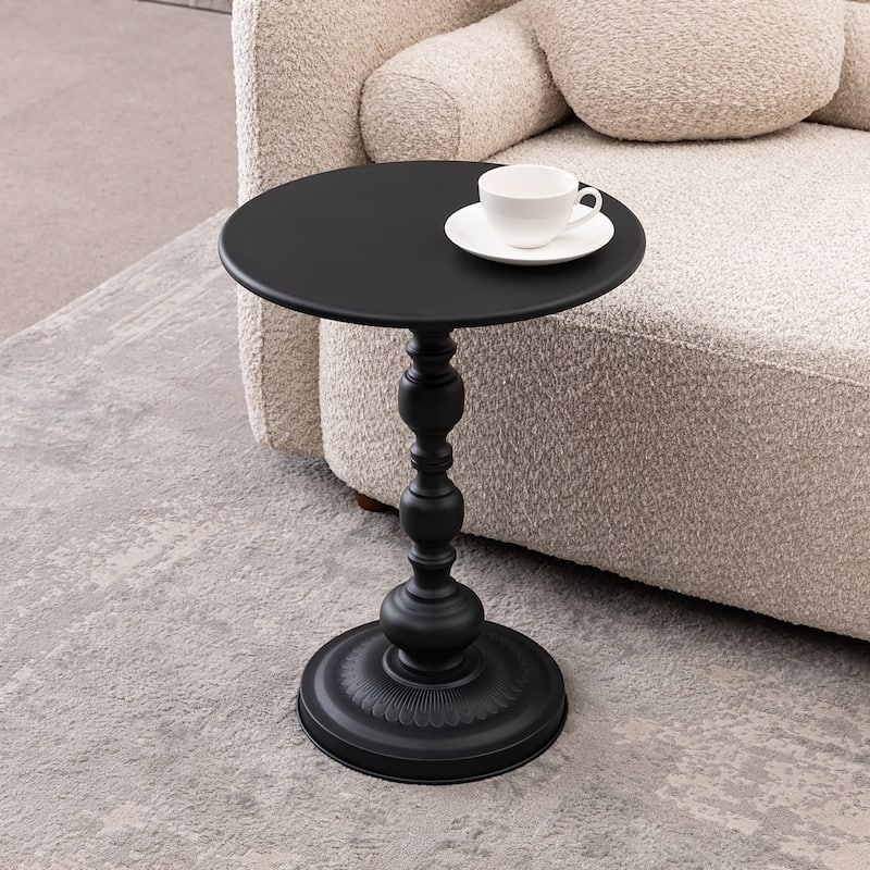 Coffee Table End Table Round Side Table for Living Room, Minimalist Sofa Table Accent Table Nightstand - Black