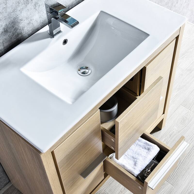 Solid Wood Bathroom Vanity with Mirror Medicine Cabinet