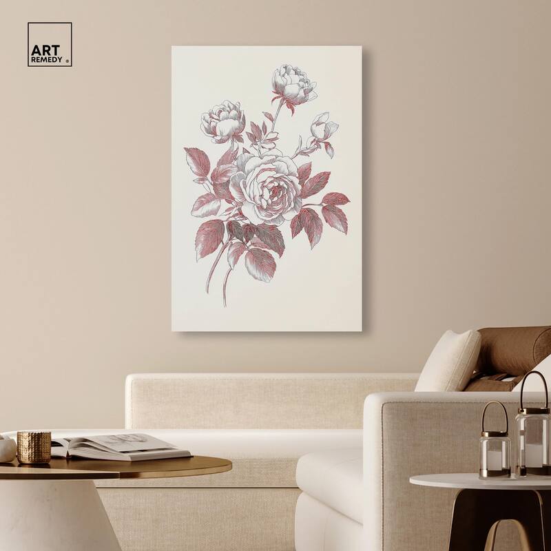 Breezy Red Pencil Blooms II Canvas by Art Remedy, Gallery Wrapped