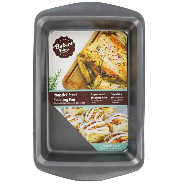 Gibson Baker's Friend 16.75 Inch Nonstick Steel Roasting Pan Bed Bath