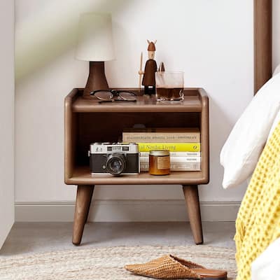 Solid Wood Nightstands with Shelf for Bedroom