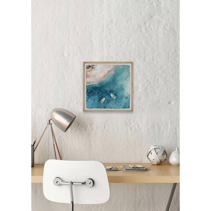 Ocean from the Top Framed Wall Art, Coastal Serenity - Tranquil Ocean-Inspired Wall Décor