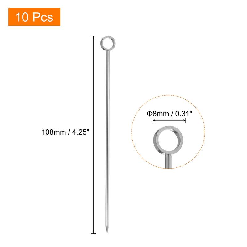Stainless Steel Cocktail Toothpicks 4.25 Inch Circle - Silver - 10Pcs - Silver - 10Pcs